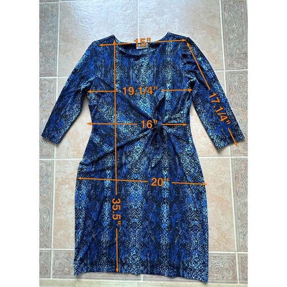 Calvin Klein Blue snake print jersey dress‎ Size 10P - Picture 2 of 9